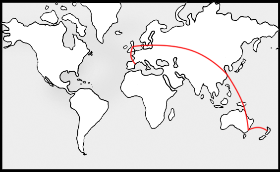Girona-Edimburg-Londres-Shanghai-Sydney-Auckland.